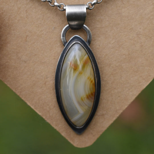 Sterling Silver Carnelian Agate Pendant Necklace