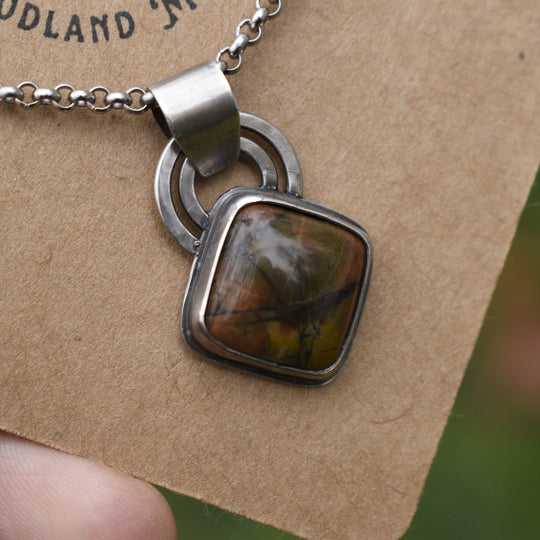 Sterling Silver Orange Jasper Pendant Necklace