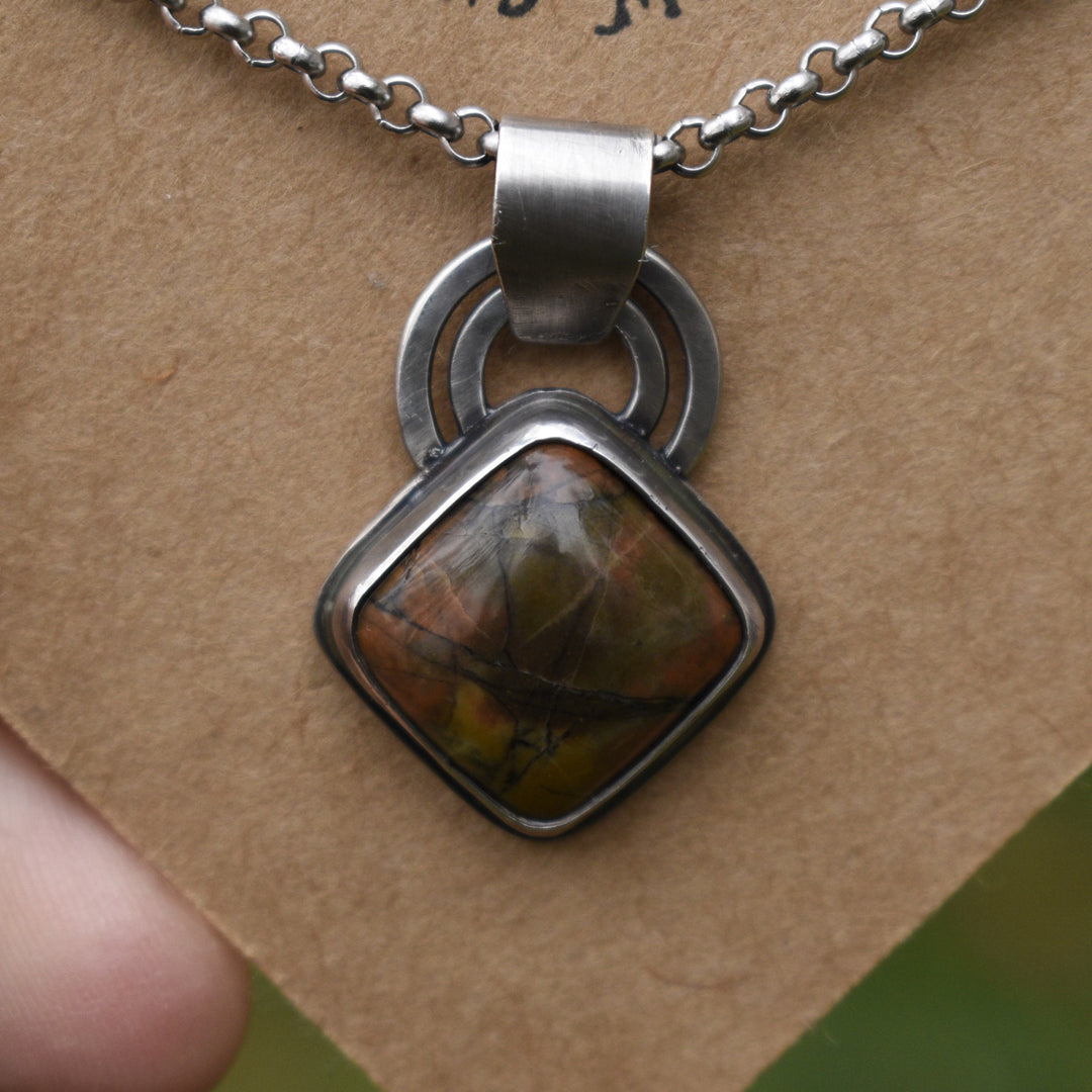 Sterling Silver Orange Jasper Pendant Necklace
