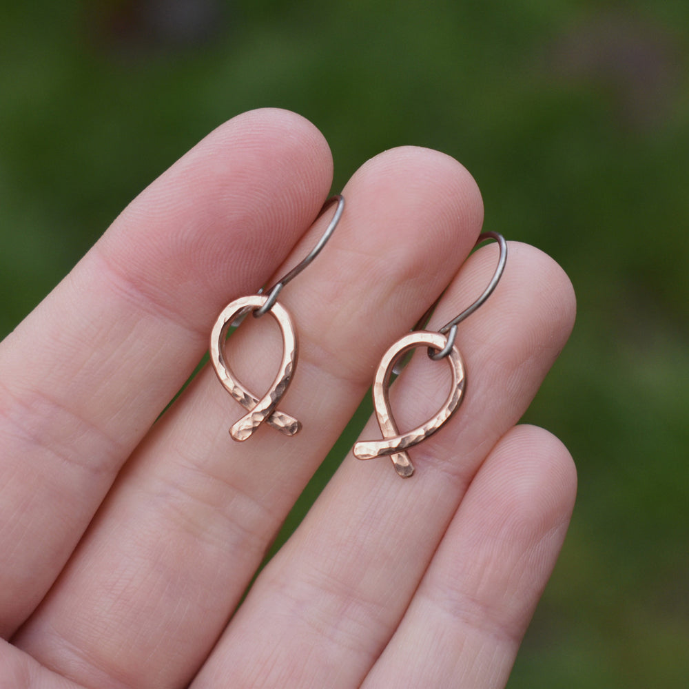 Bow Ribbon Earrings in Copper, Hypoallergenic