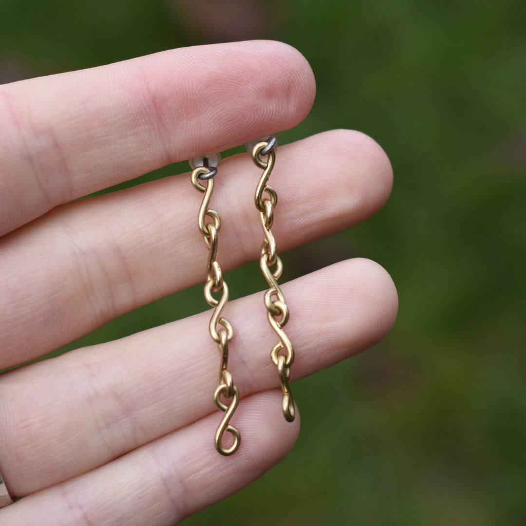 Brass Stud Earrings, Hypoallergenic