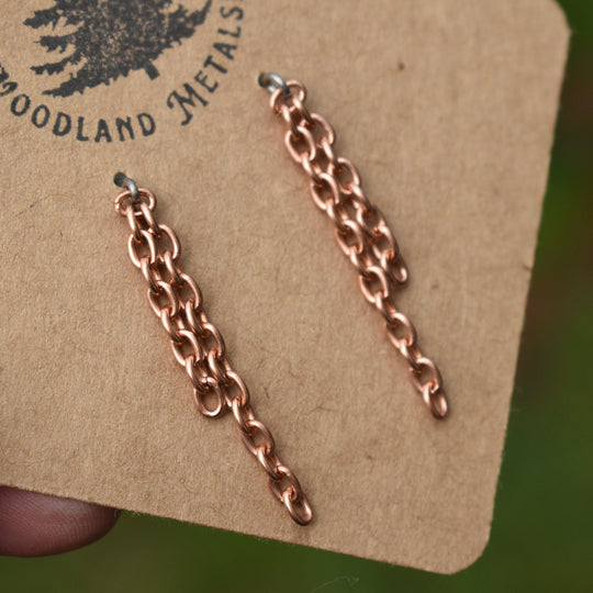 Copper Earrings Studs, Niobium Posts