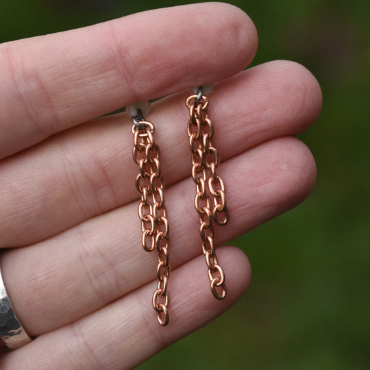 Copper Earrings Studs, Niobium Posts
