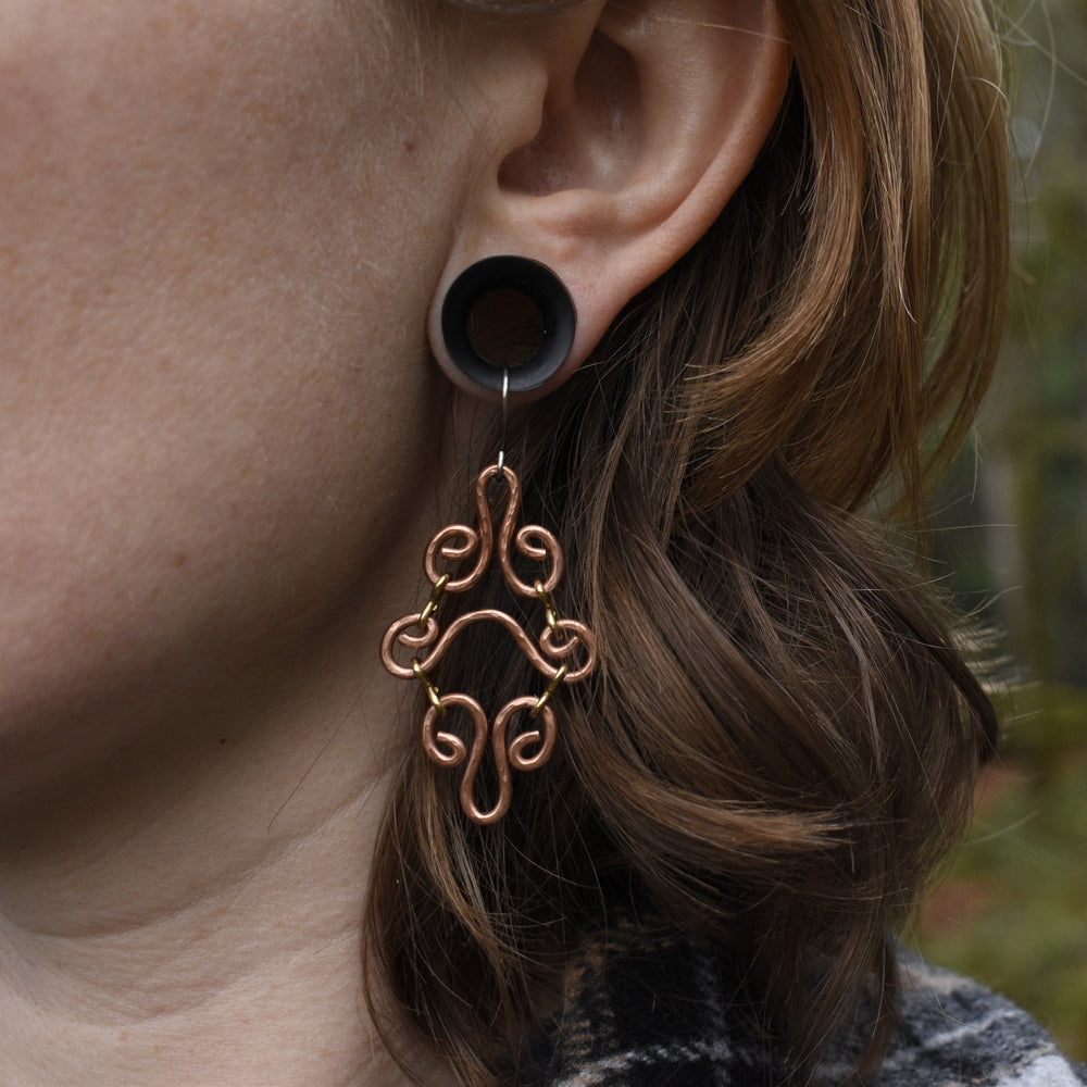 Mixed Metal Chandelier Earrings, Hypoallergenic