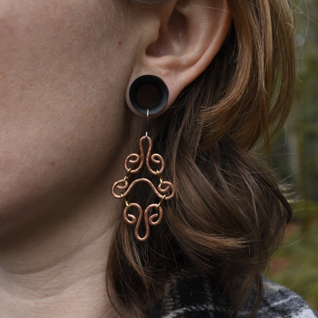 Mixed Metal Chandelier Earrings, Hypoallergenic