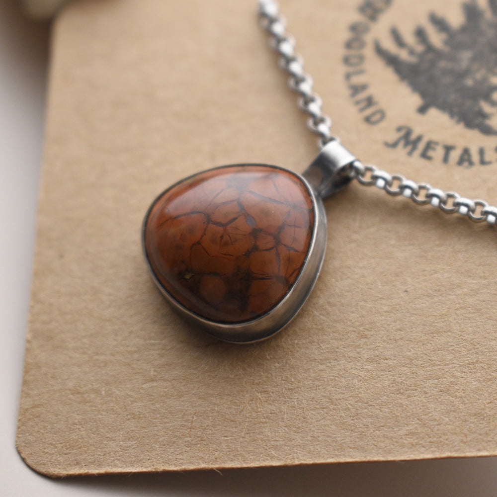Orange Poppy Jasper Necklace in Sterling Silver