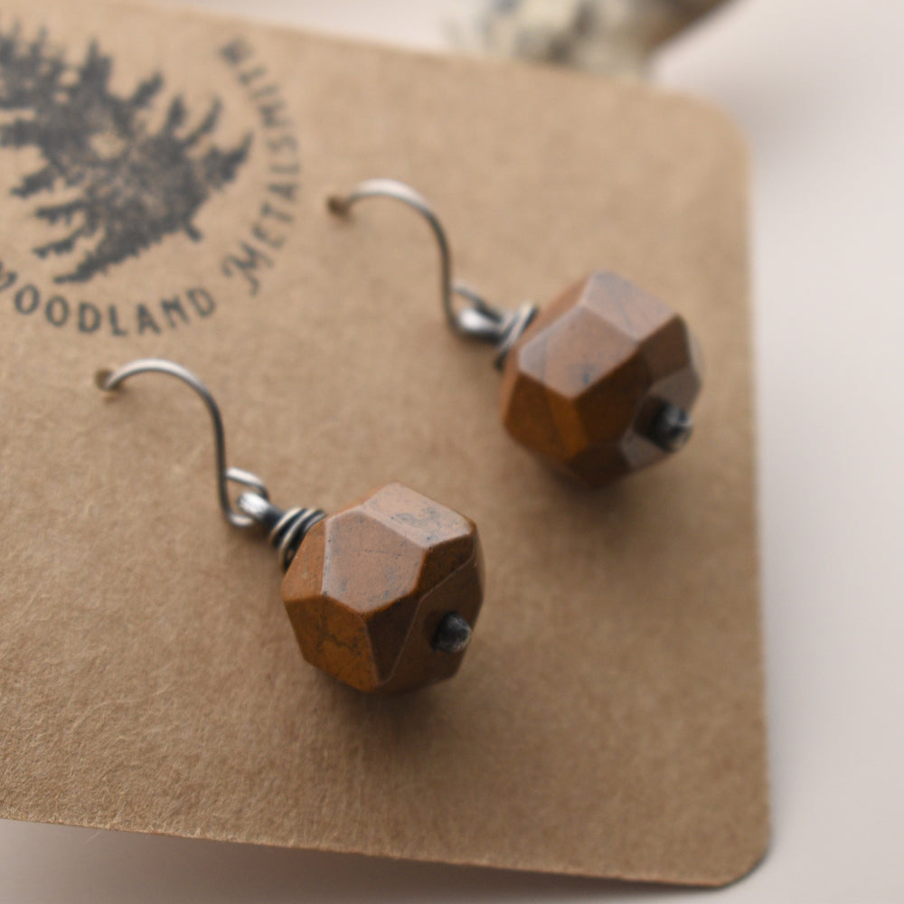 Yellow Jasper Earrings, Sterling Silver, Titanium Hooks