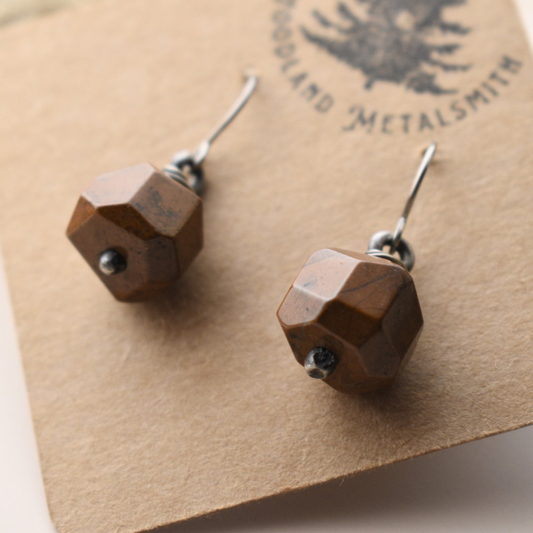 Yellow Jasper Earrings, Sterling Silver, Titanium Hooks