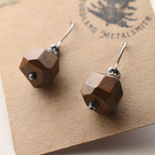 Yellow Jasper Earrings, Sterling Silver, Titanium Hooks