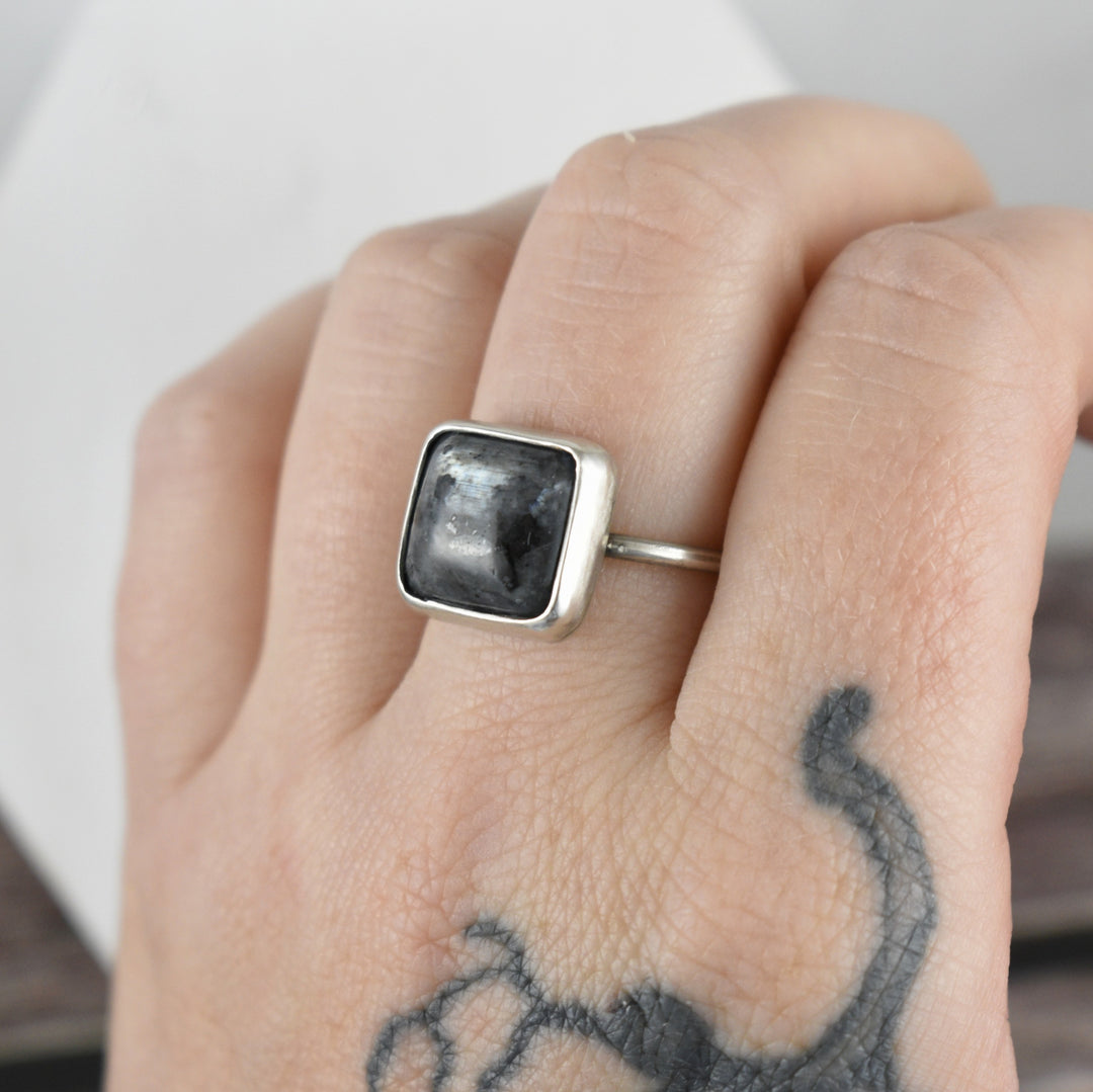 Larvikite Ring in Sterling Silver - Adjustable