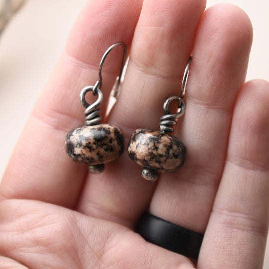 Orthoclase Earrings in Sterling Silver, Titanium Hooks