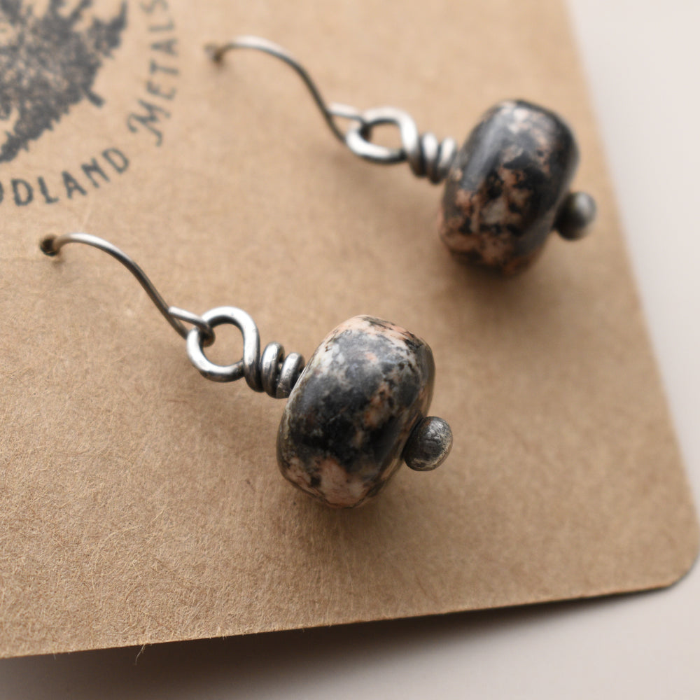 Orthoclase Earrings in Sterling Silver, Titanium Hooks