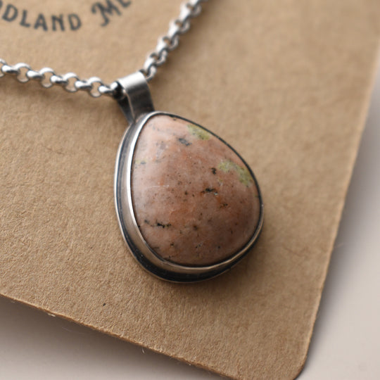 Epidote Calcite Necklace in Sterling Silver