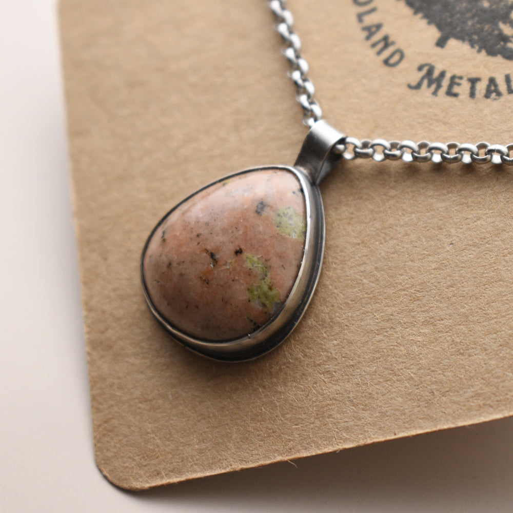 Epidote Calcite Necklace in Sterling Silver