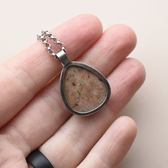 Epidote Calcite Necklace in Sterling Silver