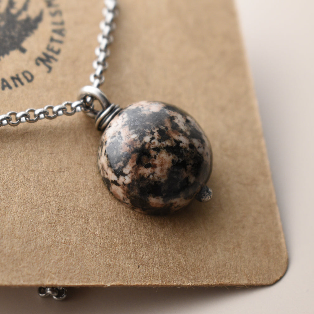 Orange Orthoclase Necklace in Sterling Silver