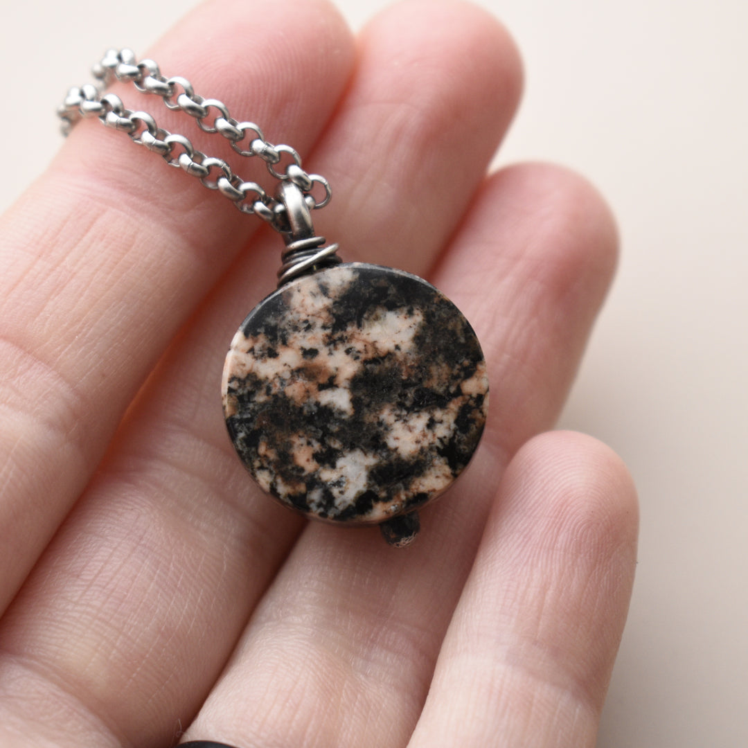 Orange Orthoclase Necklace in Sterling Silver