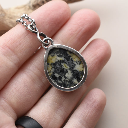 Orthoclase Black Tourmaline Necklace in Sterling Silver