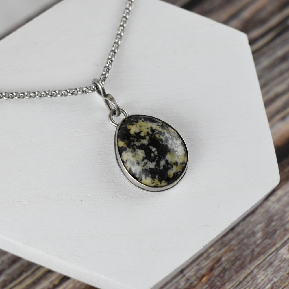 Orthoclase Black Tourmaline Sterling Silver Pendant Necklace