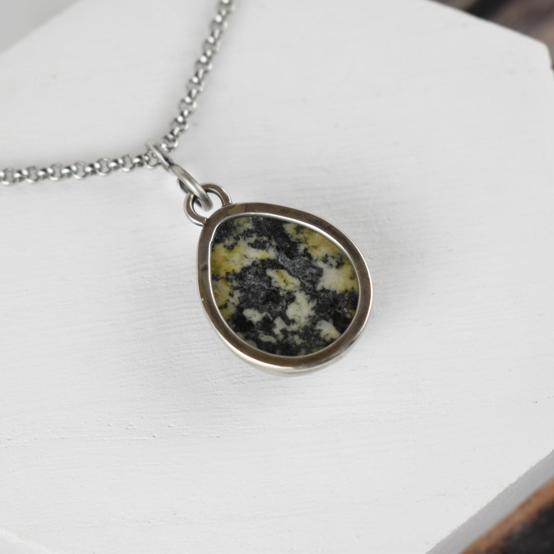 Orthoclase and Black Tourmaline Necklace in Sterling Silver with Custom Chain