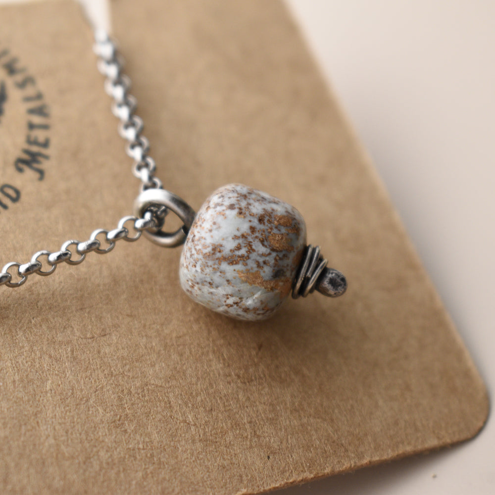 Small Blue Stone Necklace in Sterling Silver