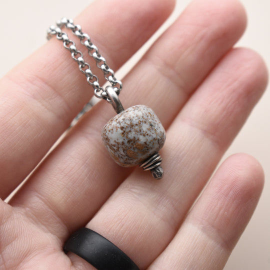 Small Blue Stone Necklace in Sterling Silver