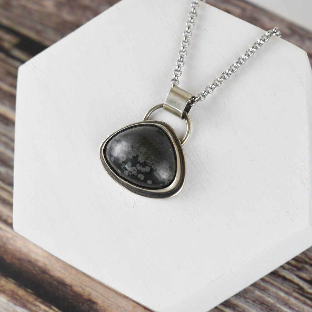 Black Jasper Sterling Silver Pendant Necklace