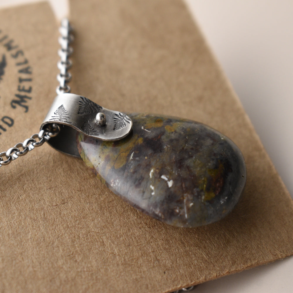 Yellow Purple Jasper Pendant in Sterling Silver