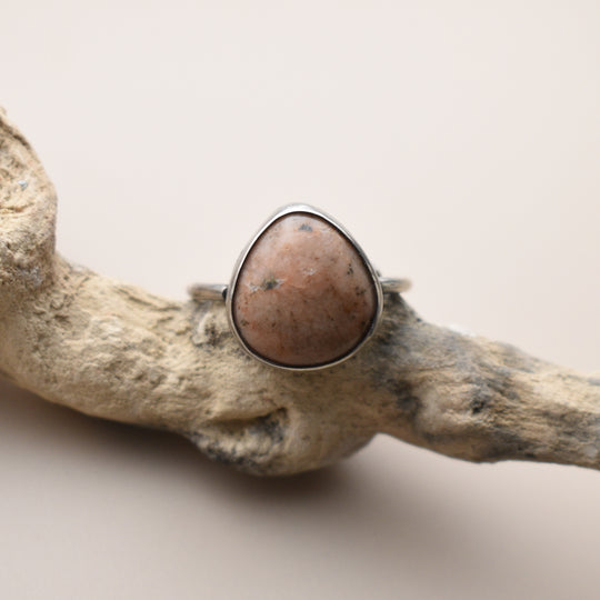 Orange Calcite Ring in Sterling Silver, US Size 6.5