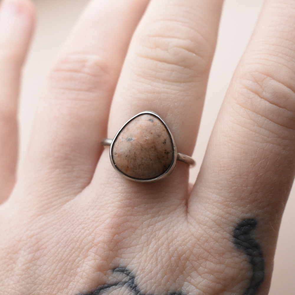 Orange Calcite Ring in Sterling Silver, US Size 6.5