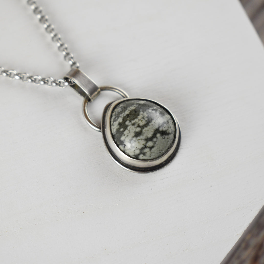 Green Ocean Jasper Necklace in Sterling Silver with Custom Chain