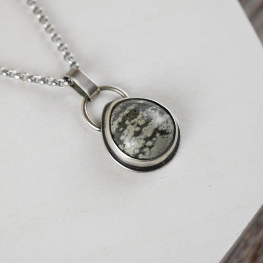 Green Ocean Jasper Necklace in Sterling Silver with Custom Chain