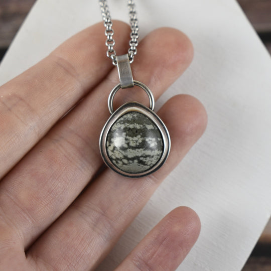 Green Ocean Jasper Necklace in Sterling Silver with Custom Chain