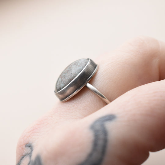 Blue Stone Ring in Sterling Silver, US Size 6.5