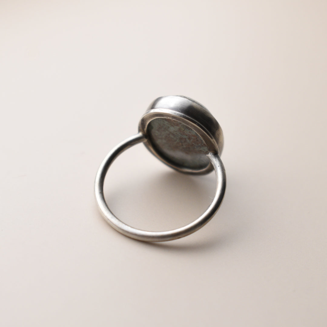 Blue Stone Ring in Sterling Silver, US Size 6.5