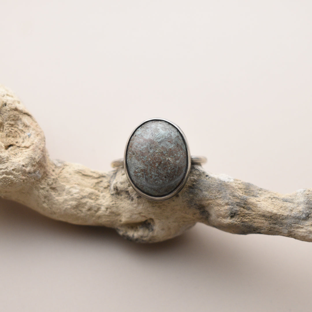 Blue Stone Ring in Sterling Silver, US Size 6.5