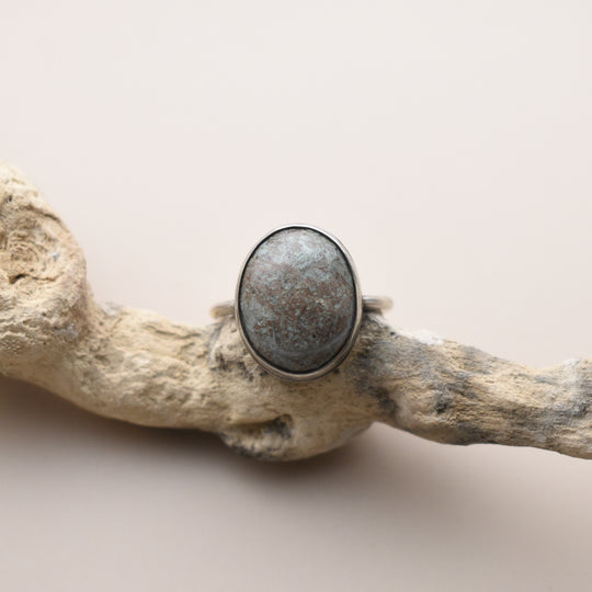 Blue Stone Ring in Sterling Silver, US Size 6.5