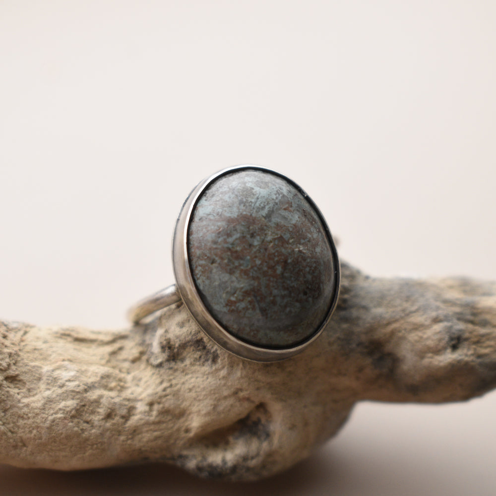 Blue Stone Ring in Sterling Silver, US Size 6.5