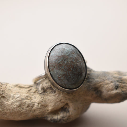 Blue Stone Ring in Sterling Silver, US Size 6.5