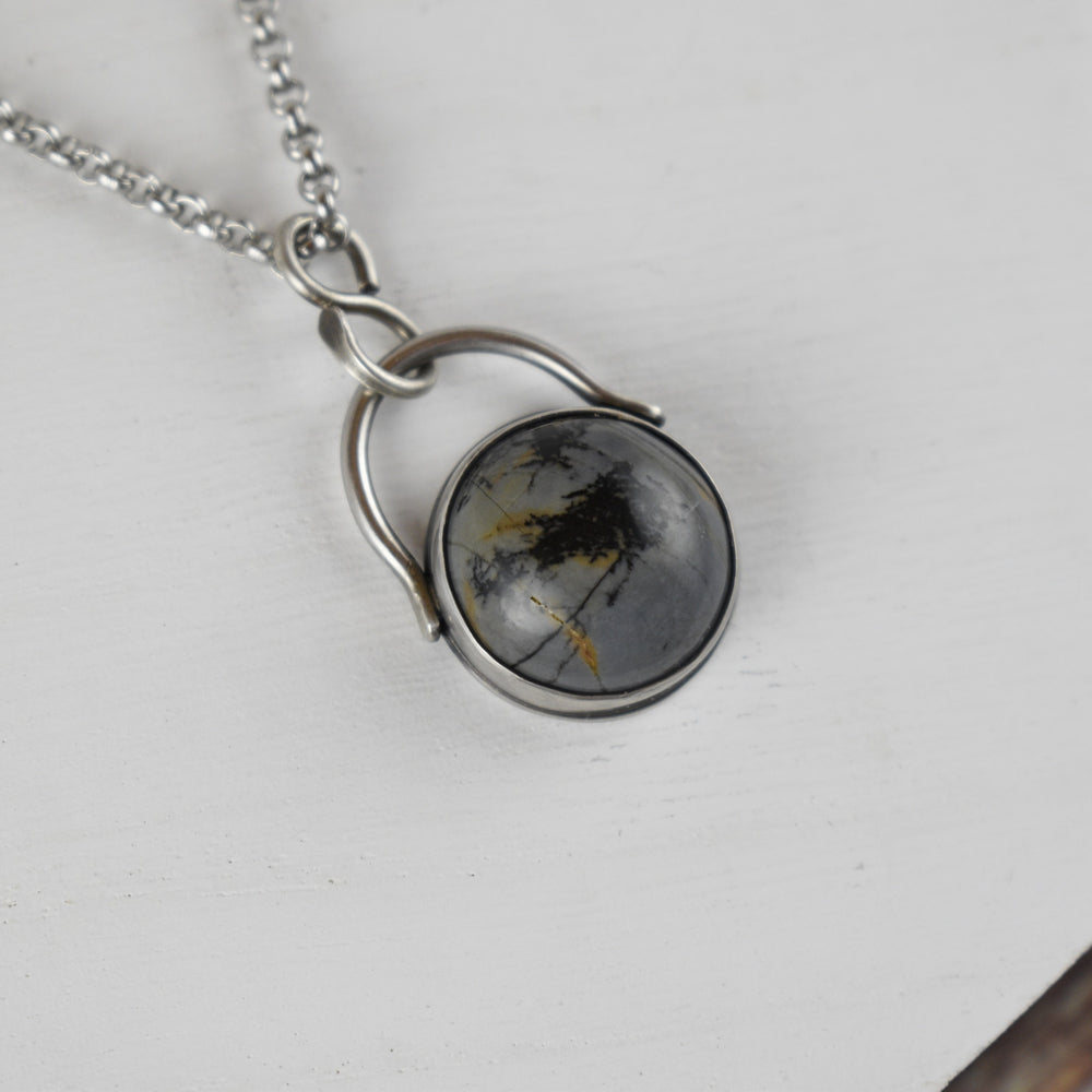 Porcelain Jasper Sterling Silver Pendant Necklace
