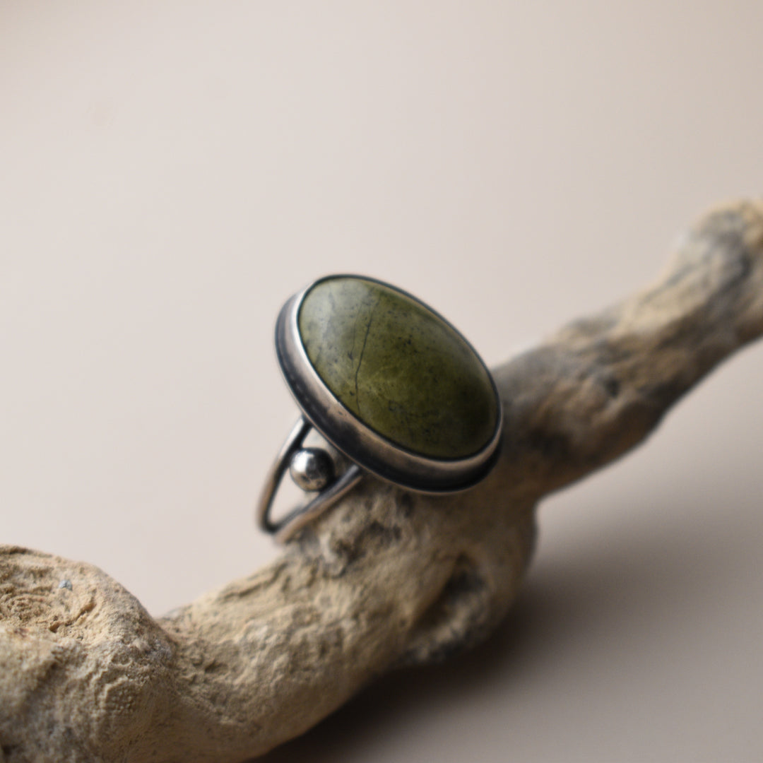 Epidote Ring in Sterling Silver - US Size 8