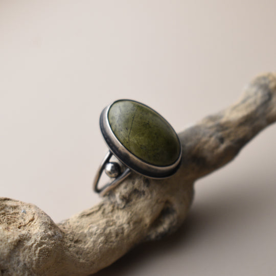 Epidote Ring in Sterling Silver - US Size 8