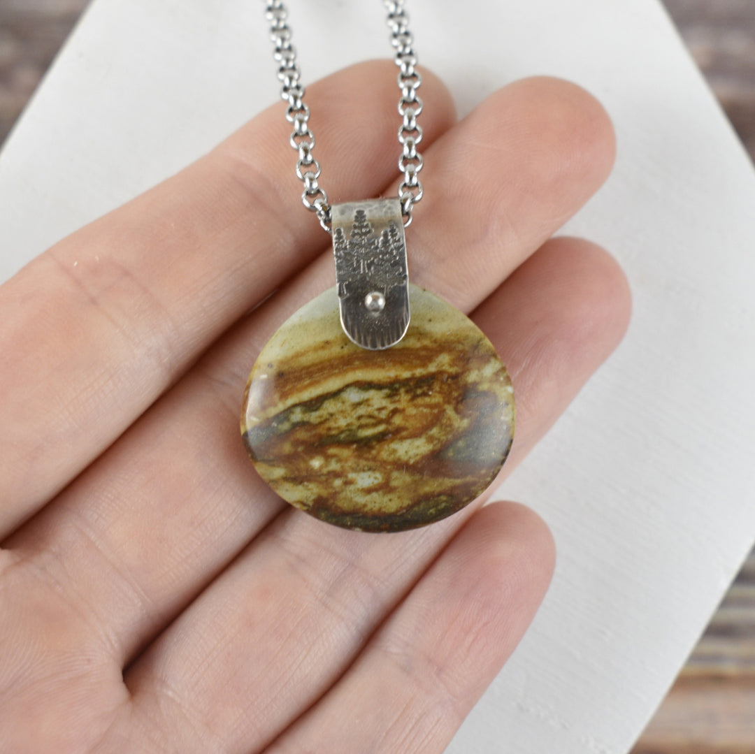 Picture Jasper Necklace with Sterling Silver Bail