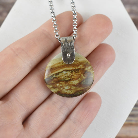 Picture Jasper Necklace with Sterling Silver Bail