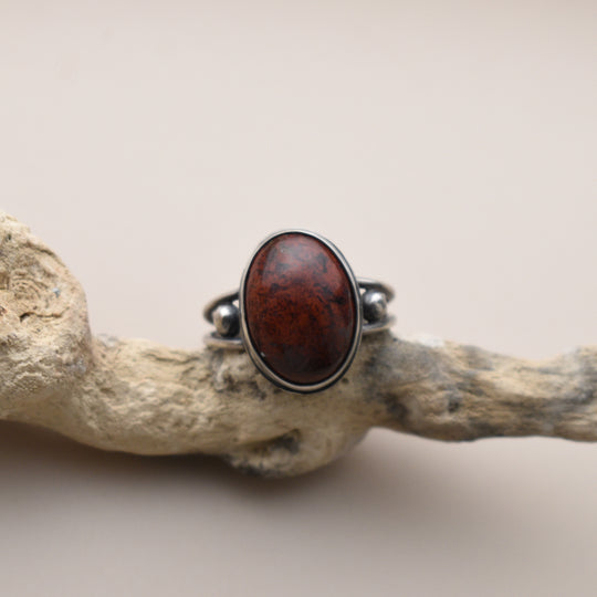 Red Jasper Ring in Sterling Silver - US Size 8