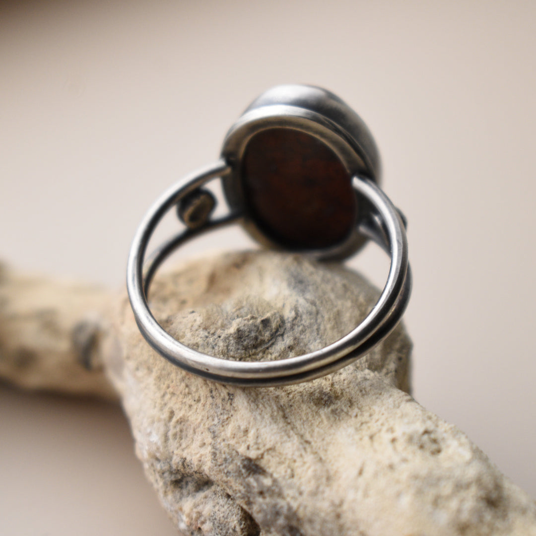 Red Jasper Ring in Sterling Silver - US Size 8