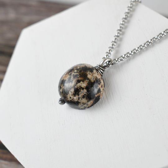 Orange and Black Tourmaline Sterling Silver Pendant Necklace