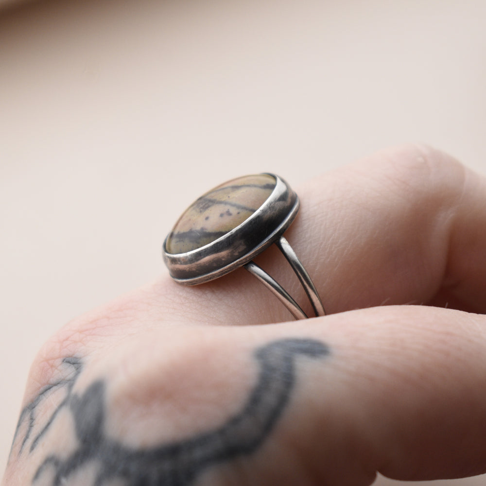 Banana Jasper Ring in Sterling Silver - US Size 7.75