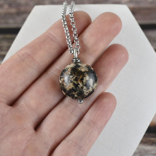 Orange and Black Tourmaline Sterling Silver Pendant Necklace