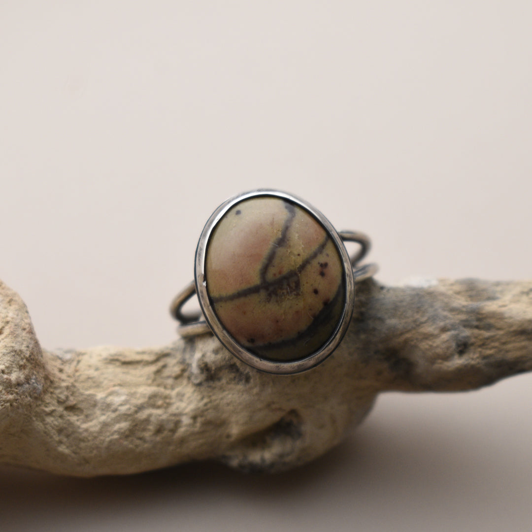 Banana Jasper Ring in Sterling Silver - US Size 7.75